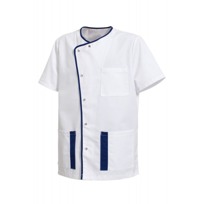 Tunique homme Lilian anti-bactérienne Blanc/Marine - Hasson
