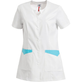 Damentunika Sonia Eco-Green Weiß/Azurblau - Hasson