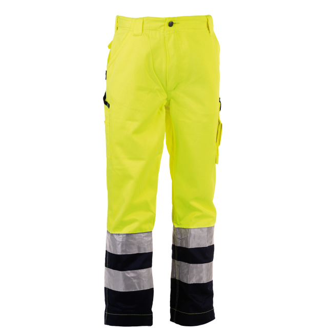 Werkbroek hoge zichtbaarheid Olympus Geel en marineblauw - Herock