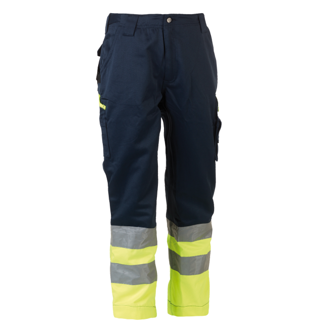 Pantalon de travail haute visibilité Olympus Bleu marine et jaune - Herock