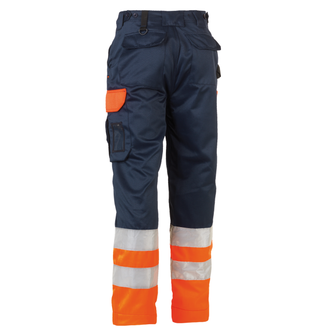 Werkbroek hoge zichtbaarheid Olympus Marineblauw en oranje - Herock