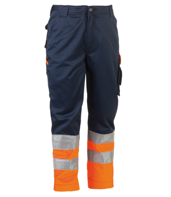 Pantalon de travail haute visibilité Olympus Bleu marine et orange - Herock
