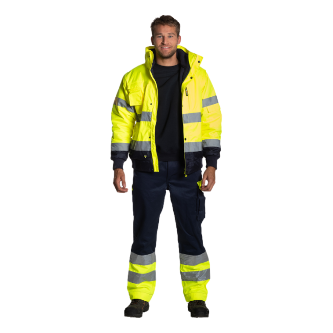 Pantalon de travail haute visibilité Olympus Bleu marine et jaune - Herock