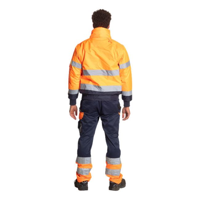 Pantalon de travail haute visibilité Olympus Bleu marine et orange - Herock