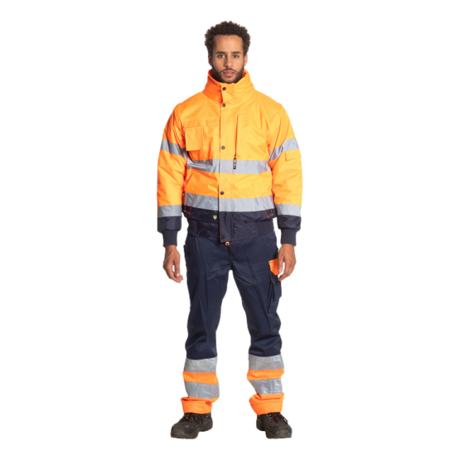 Pantalon de travail haute visibilité Olympus Bleu marine et orange - Herock
