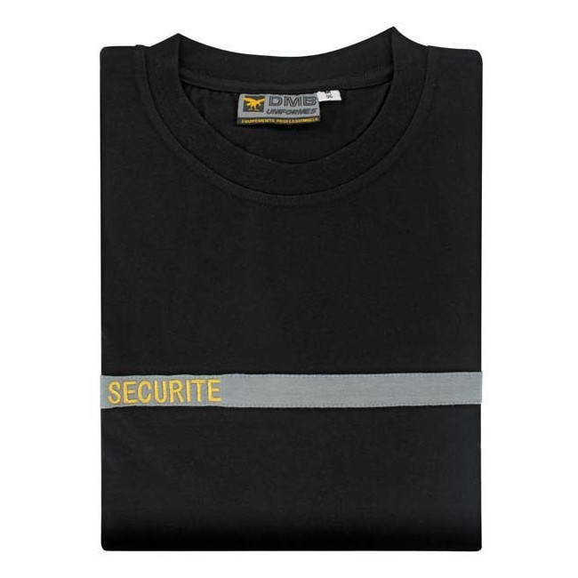 T-shirt Sécurité bande grise broderie or