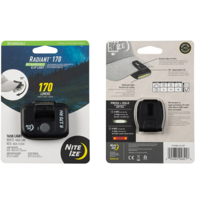 Lampe mains libres rechargeable Radiant® 170 noir - Nite Ize