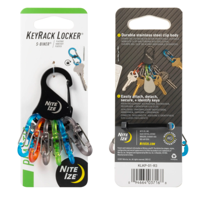 Sleutelhanger KeyRack Locker met karabijnhaak + 6 S-biners plastic - Nite Ize