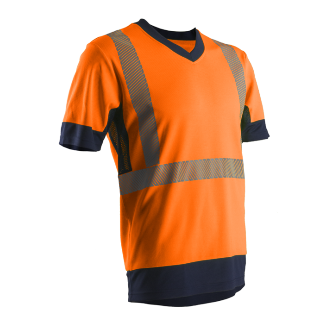 KOMO T-Shirt Kurzarm, Orange HV/Marineblau, 55% BW/45% PES, 150g/m² - COVERGUARD