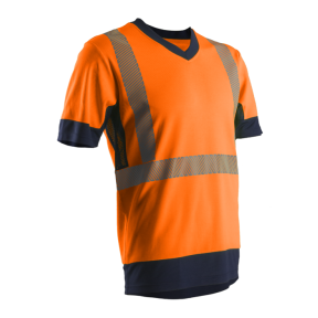 KOMO T-shirt MC, pomarańczowy HV/granatowy, 55%CO/45%PES, 150g/m²- COVERGUARD
