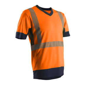 KOMO T-shirt MC, pomarańczowy HV/granatowy, 55%CO/45%PES, 150g/m²- COVERGUARD