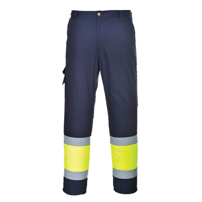 Pantalon combat E049 Hi-Vis bicolore Jaune/Marine - Portwest