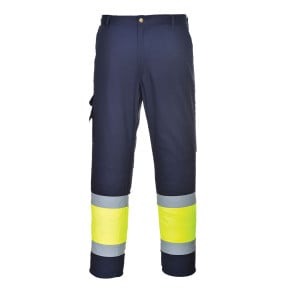 Pantalon combat E049 Hi-Vis bicolore Jaune/Marine - Portwest