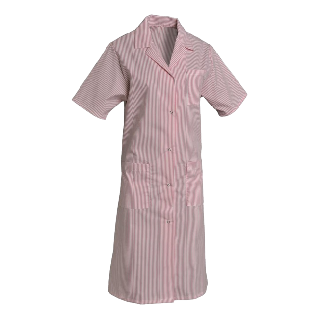 Polyester-Baumwolle-Kittel Madona kurzarm gestreift Rosa - SNV