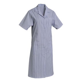 Polyester-Baumwolle-Kittel Madona kurzarm gestreift Himmelblau - SNV