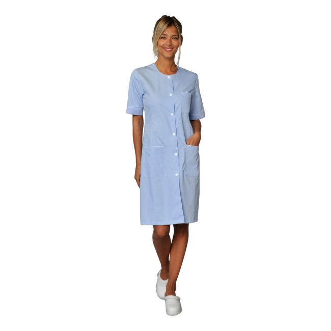 Damesblouse korte mouwen Ariana Hemelsblauw en wit - SNV