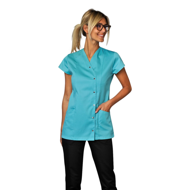 Tunique femme manches courtes Salomé Bleu turquoise - SNV