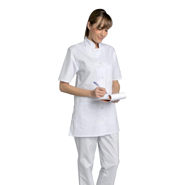 Tunique femme manches courtes coton Denise Blanc - SNV