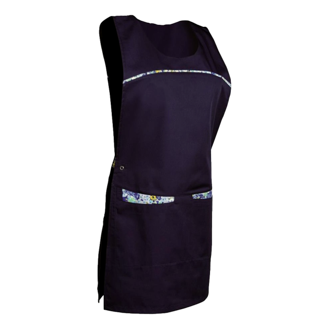 Dames schort Camille Marine en blauwe bloemmotief - SNV