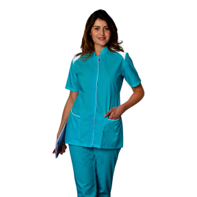 Dames tuniek korte mouwen Adèle Eendenblauw en wit - SNV