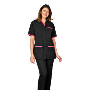 Tunique femme manches courtes Suzie Noir et fuchsia - SNV