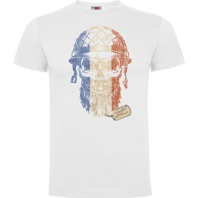 TEE-SHIRT 100% COTON FRENCH VETERAN BLANC - ARMY DESIGN BY SUMMIT OUTDOOR - Bon état - TS - Occasion