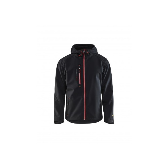 Kurtka Softshell z kapturem Czarny/Czerwony - Blaklader
