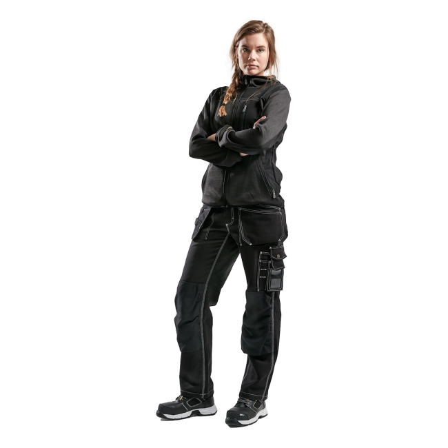 Gebreide hoodie vest voor dames Antraciet en zwart - Blaklader
