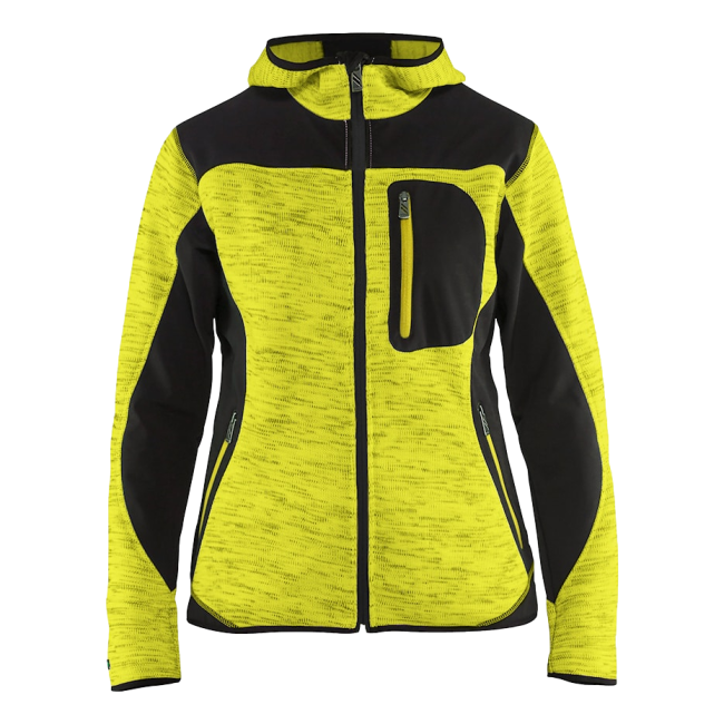 Veste tricotée à capuche femme Jaune fluo et noir - Blaklader