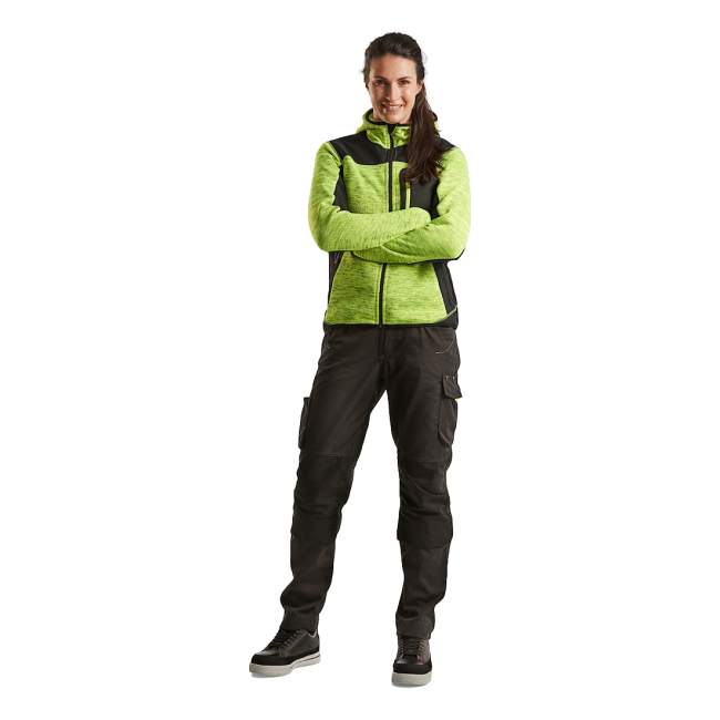 Veste tricotée à capuche femme Jaune fluo et noir - Blaklader