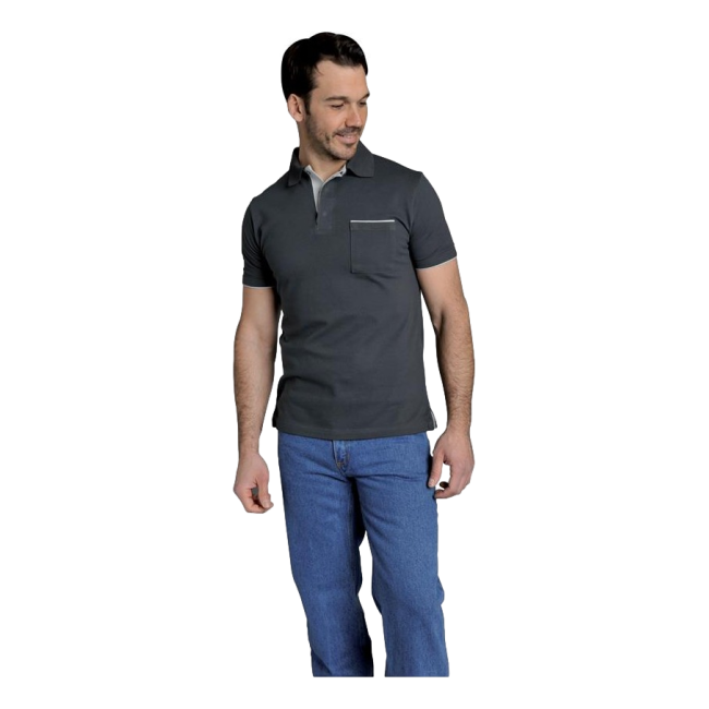 Polo homme Sasha 100% coton Gris convoy et gris clair - SNV