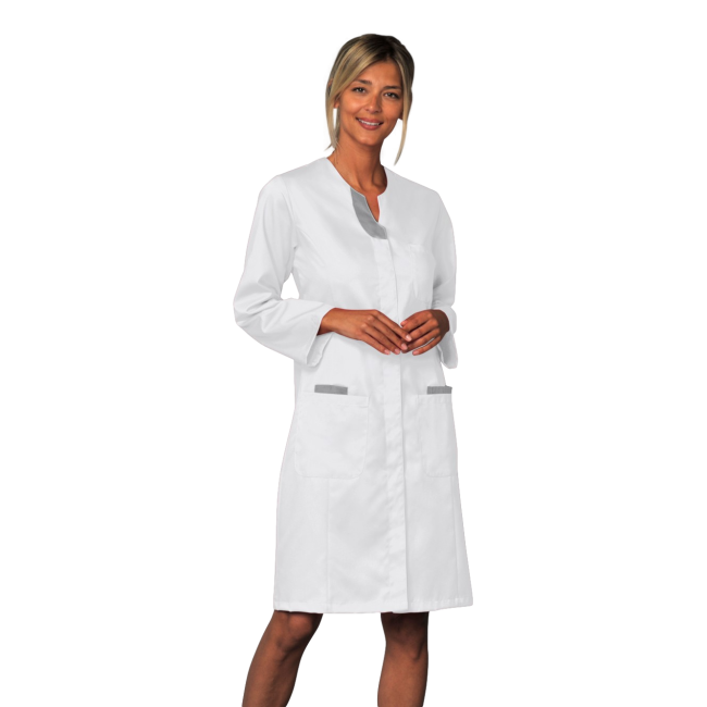 Blouse femme manches réglables Lali Blanc et gris - SNV