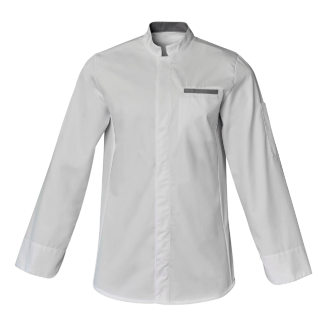 Veste de cuisine homme manches longues Raphi Blanc et gris - SNV
