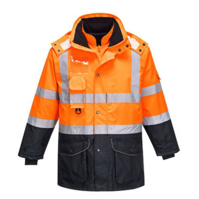 PARKA HAUTE-VISIBILITÉ 7-EN-1 TRAFFIC CONTRAST ORANGE MARINE - PORTWEST PARKA HAUTE-VISIBILITÉ 7-EN-1 TRAFFIC CONTRAST ORANGE MARINE - PORTWEST