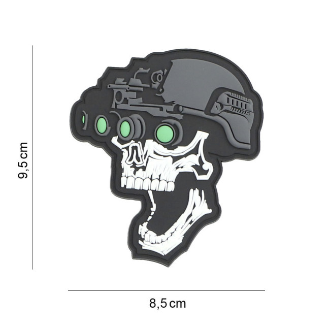 3D PVC Patch Night Vision Totenkopf weiß - 101 Inc