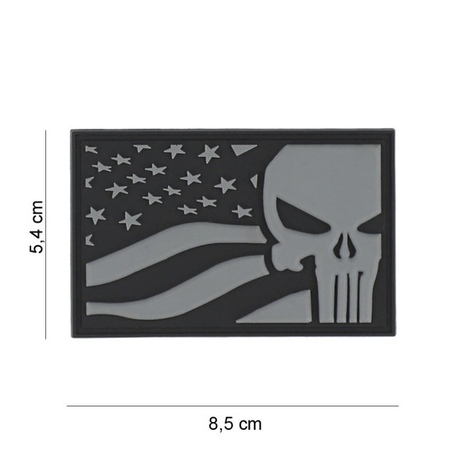 3D PVC Patch Punisher USA Flagge grau - 101 Inc