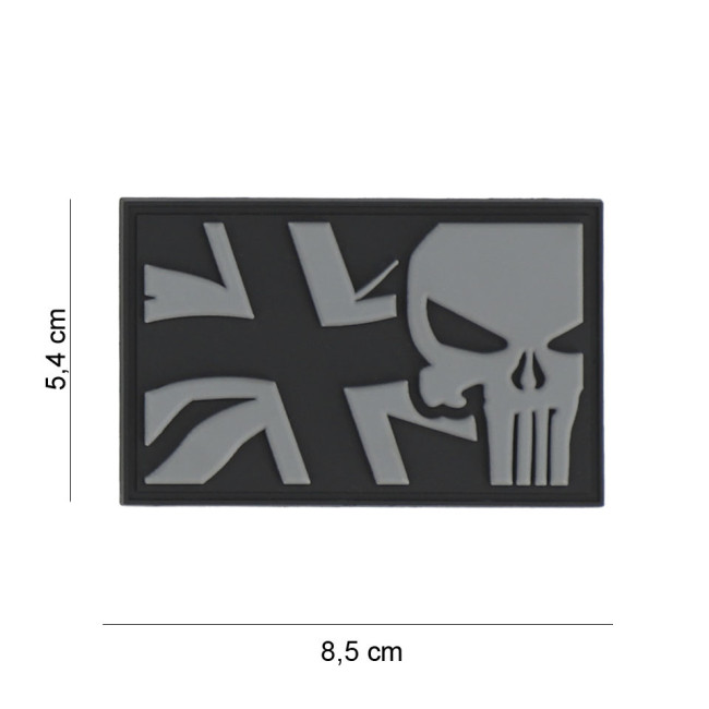 Patch 3D PVC Punisher UK flag grey - 101 Inc