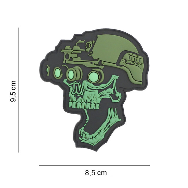 3D PVC Patch Night Vision Totenkopf grün - 101 Inc