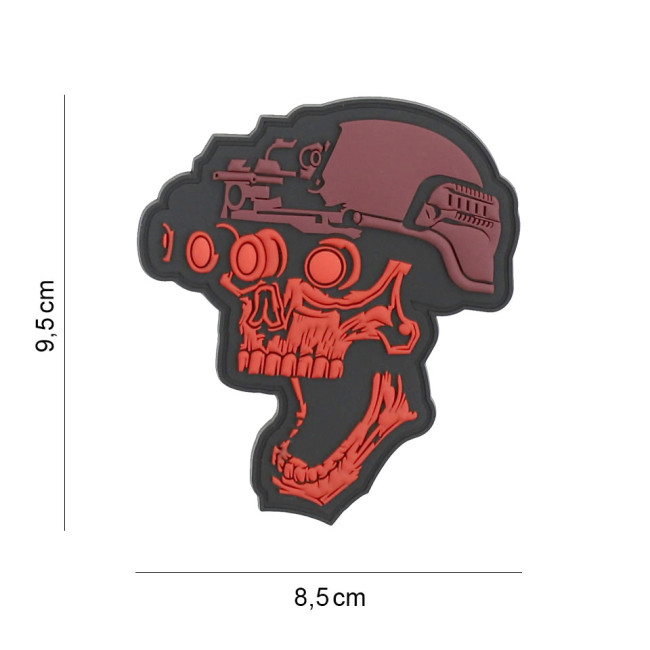 Patch 3D PVC Night vision skull rood - 101 Inc