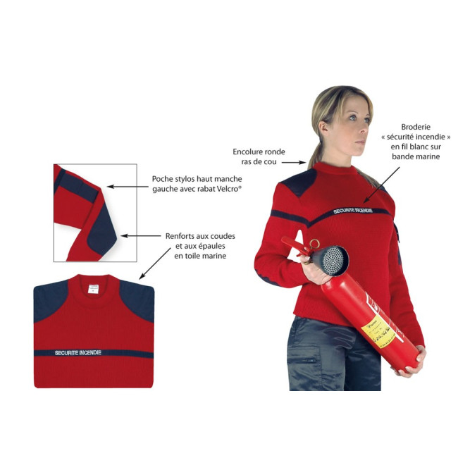 Pull bande marine Sécurité Incendie