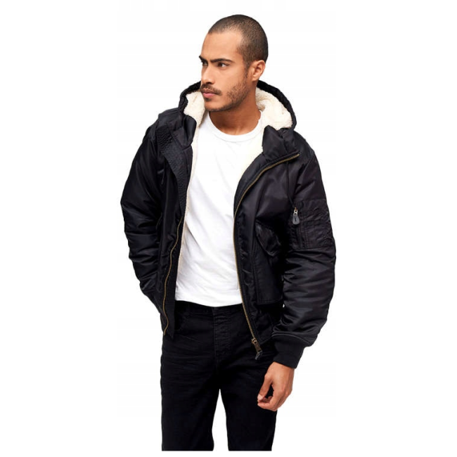 Schwarze CWU-Fliegerjacke mit Kapuze - Brandit