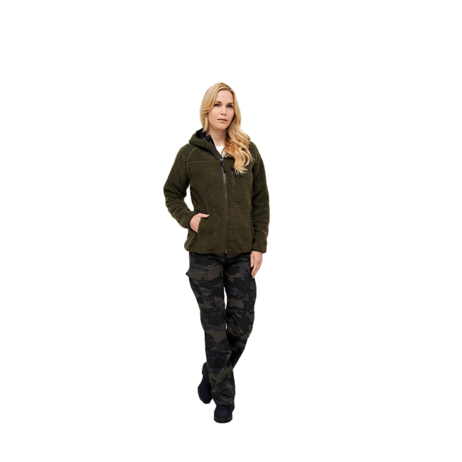 Dames fleece vest met capuchon olijf - Brandit
