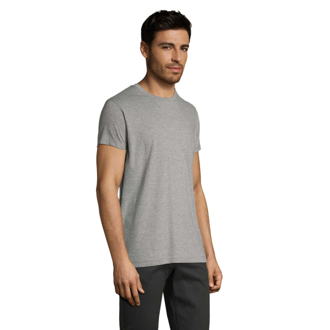 T-shirt heren ronde hals getailleerd Impérial Fit grijs gemêleerd - Sol's