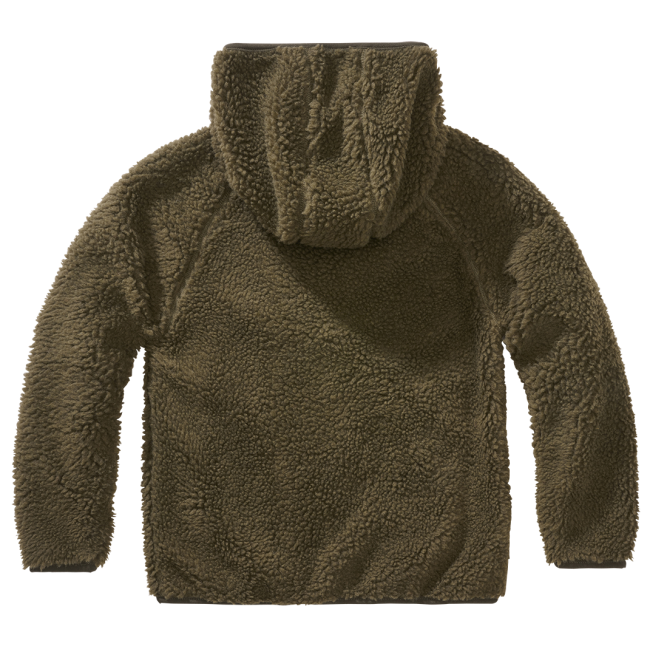 Kinder Fleecejacke mit Kapuze olivgrün - Brandit