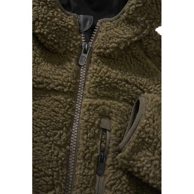 Kinder Fleecejacke mit Kapuze olivgrün - Brandit