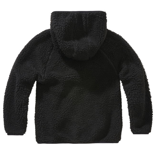 Kinder Fleecejacke mit Kapuze schwarz - Brandit