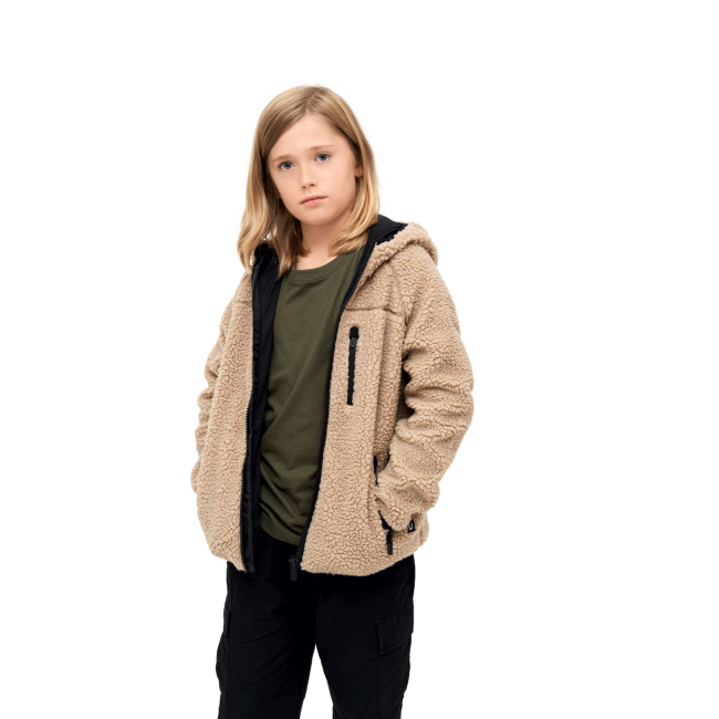 Veste polaire enfant à capuche camel - Brandit