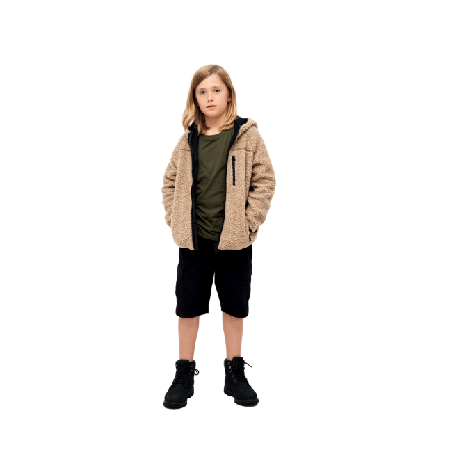 Kinder Fleecejacke mit Kapuze camel - Brandit