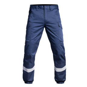 Pantalon avec bande HV et bas élastiqué Sécu-One - Bleu Marine - A10 Equipment