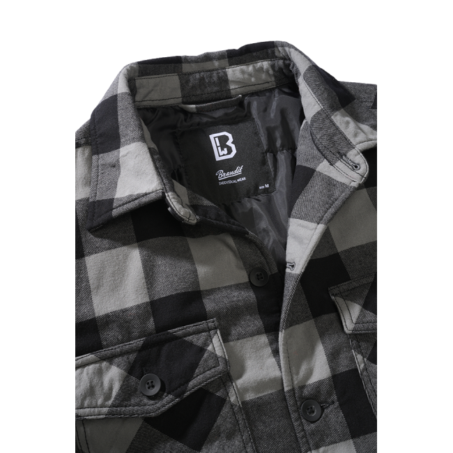 Veste en flanelle matelassée noir/gris - Brandit